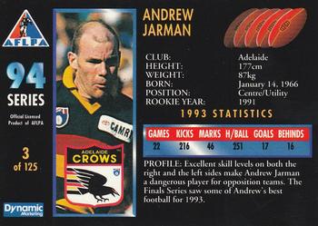 1994 Dynamic AFLPA #3 Andrew Jarman Back